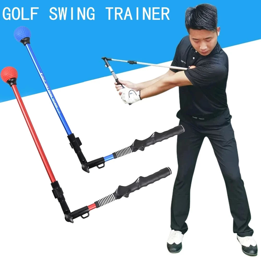 Foldable Golf Swing Trainer Aid Stick Posture Corrector Practice Swing Training Aids Upgrade WIth Rubber Rope Strength Exercises