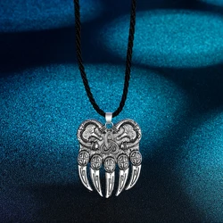 Kinitial Amulet Viking God Symbol Pendant Warding Veles Bear Paw with lucky knot Charm Necklace Geometric Jewelry