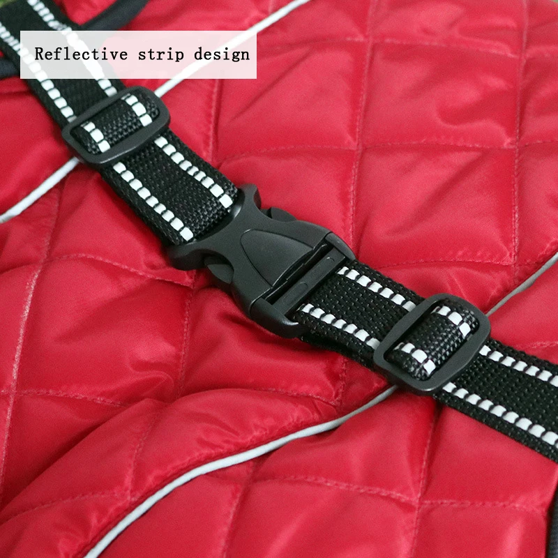 Dog Outdoor Jacket Waterproof Dog Clothes Vest Winter Warm Cotton Dogs Clothing for Large Middle Dogs  Labrador red black