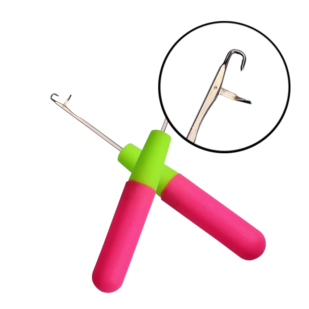 Large Latch Hook Crochet Needle Ventilating Holder and Needles For Making Wigs Hair Extensions Tool Hook Needle Knitting