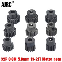 AJRC 32P M0.8 5mm 13T 14T 15T 16T 17T 18T 19T 20T 21T Black steel metal Pinion Motor Gear For 1/10 slash TRX4 Rc Model Car Motor