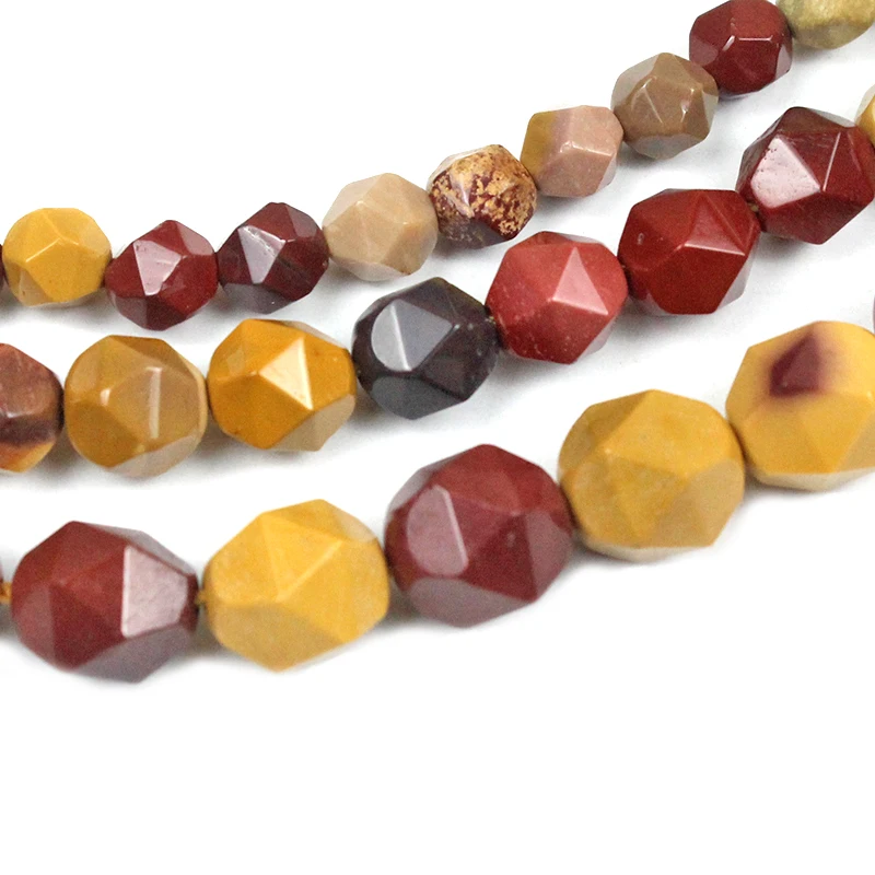 Natural Faceted Mookaite Egg Yolk Stone Spacers Loose Beads DIY Charms Bracelet Earrings for Jewelry Making 14\