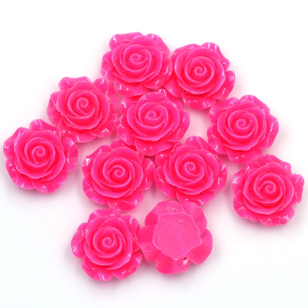 10Pcs Pink Rose Flower Floral Dome Seals Embelishment Resin Cabochons Cameos for DIY Bag Ornament Crafts Scrapbook Gift 16mm