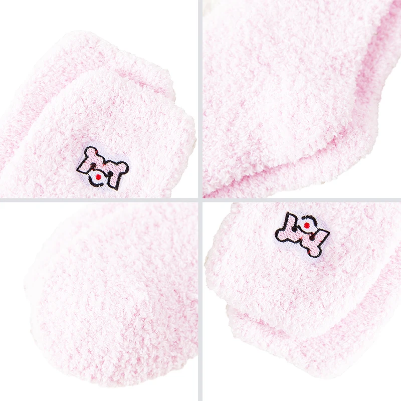 Hot Sale Ladies Winter Thicken Keep Warm Embroidery kawaii Bow-knot Beer Lovely Sleep Sox Women Cotton Plush Cute Socks male