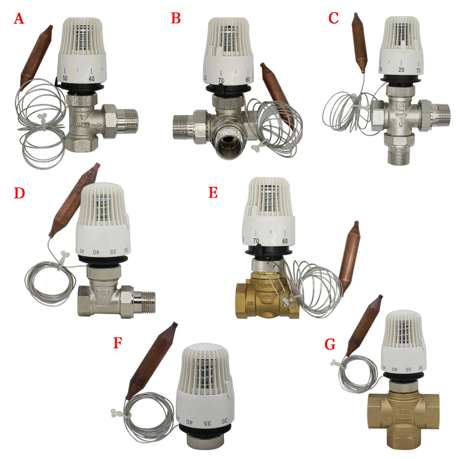 System Temperature Controller Valve Energy Save 30-70 Degree DN15-DN32 Brass 2/3 Way Straight Thermostatic Radiator Valve for He