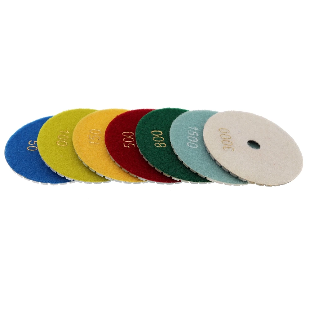 Imagem -02 - Polegada Diamante Molhado Polimento Almofada 100 mm Rodas de Moagem Flexíveis para Granito Pedra Mármore Branco Disco Lixamento Peças