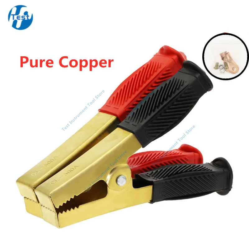 2 pezzi Clip a coccodrillo per auto calde morsetti per batterie Clip a coccodrillo in ottone 500A rosso + nero