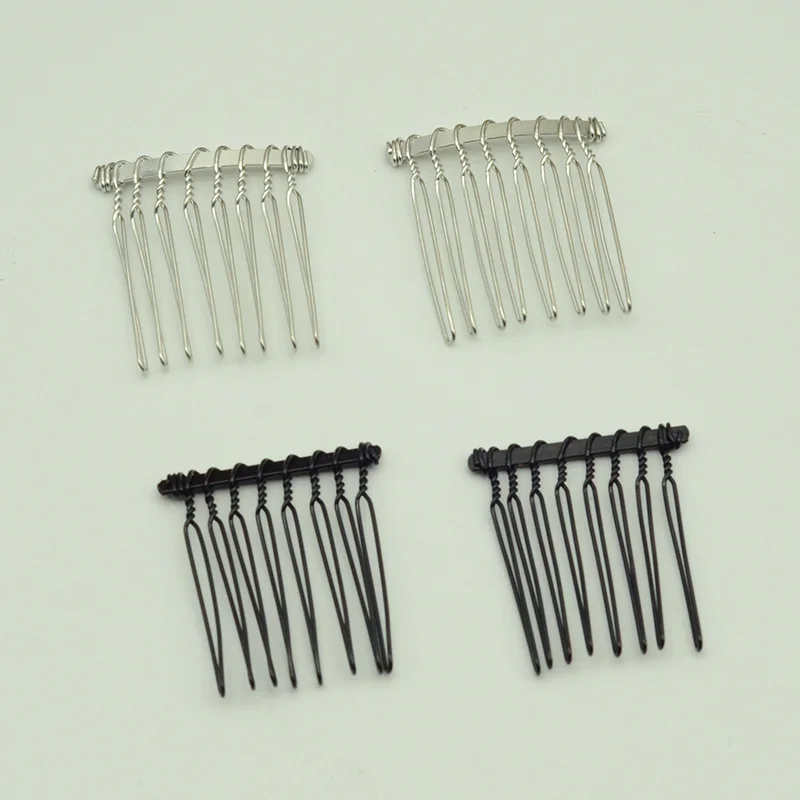 20PCS 8teeth black Plain Metal Twisted Wire Hair Combsat lead free and nickle free,side comb wholesale