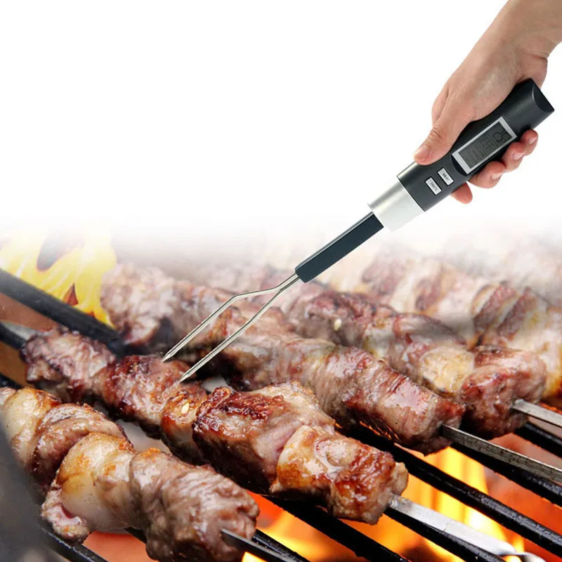 Digital Kitchen Meat Fork Thermometer for Cooking BBQ Steak Turkey Beef Grilling Roasting with Temperature Alarm