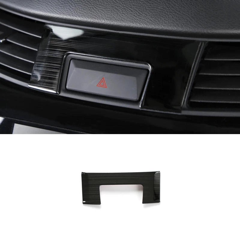 

For Nissan Navara 2017-2020 Stainless Black Car Interior Emergency Light Lamp Switch Warning Button Cover Trim Car accessories