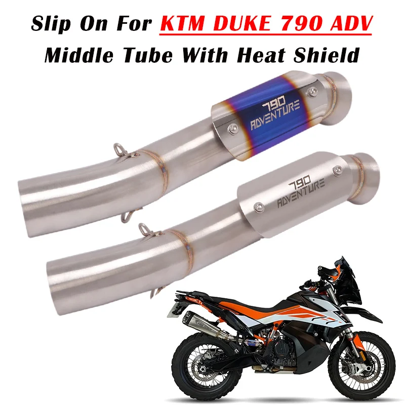 Slip On For KTM790 ADV DUKE 790 Adventure R Motoecycle Exhaust Middle Link Pipe Heat Shield Modify Mid Tube With Cover 2020 2021