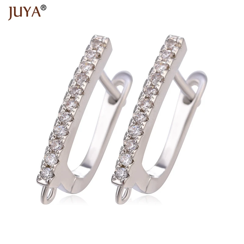 Juya Thiết Kế Mới Sáng Tạo Zircon AAA Bông Tai Pha Lê Móc Phát Hiện Cho DIY Nữ Bông Tai Trang Sức Làm Thời Trang Ráy Tai