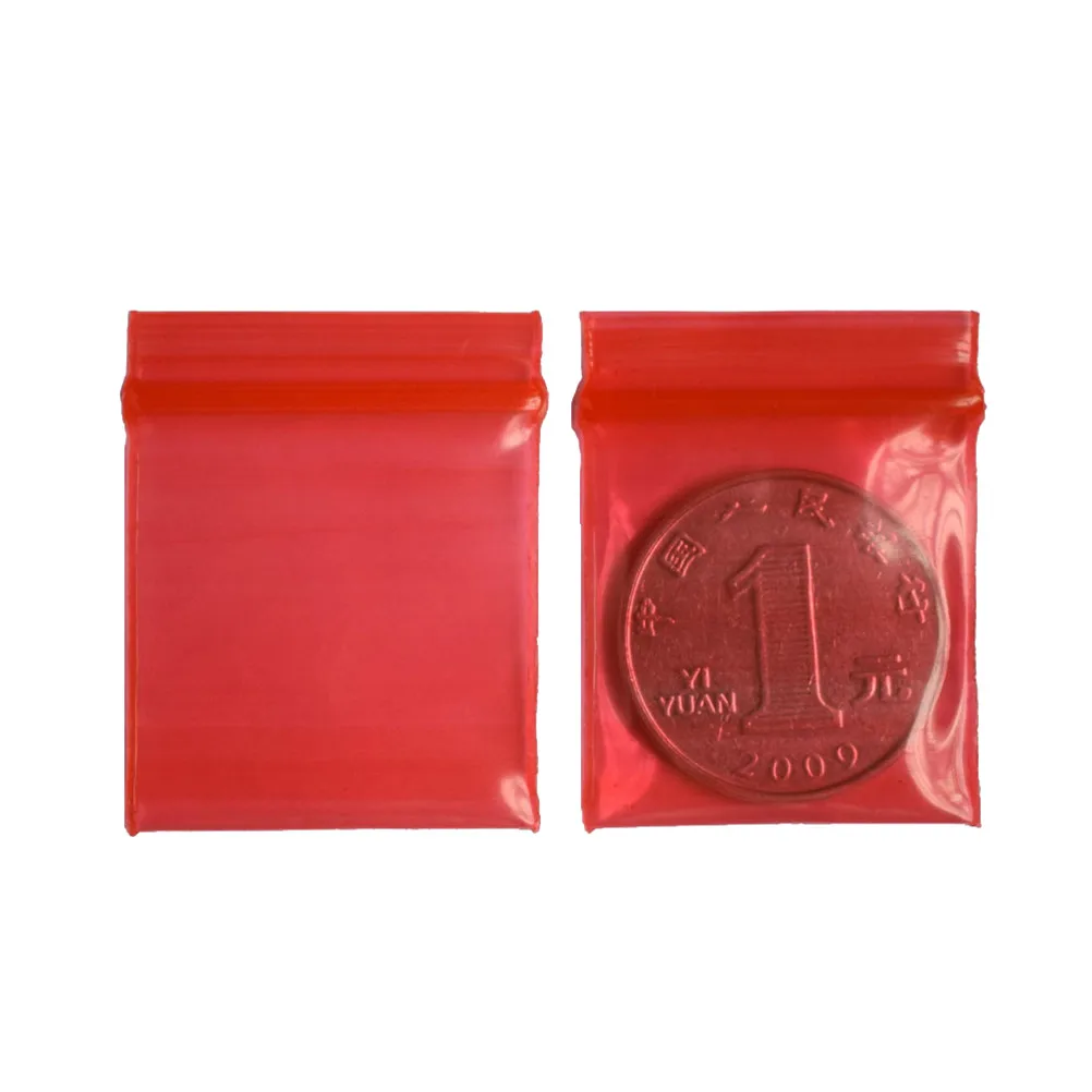 100pcs 3*4cm red Mini Bags Plastic Nuts Coins Packaging Bags Small Plastic Zipper Bag Jewelry Coin Poly Bag