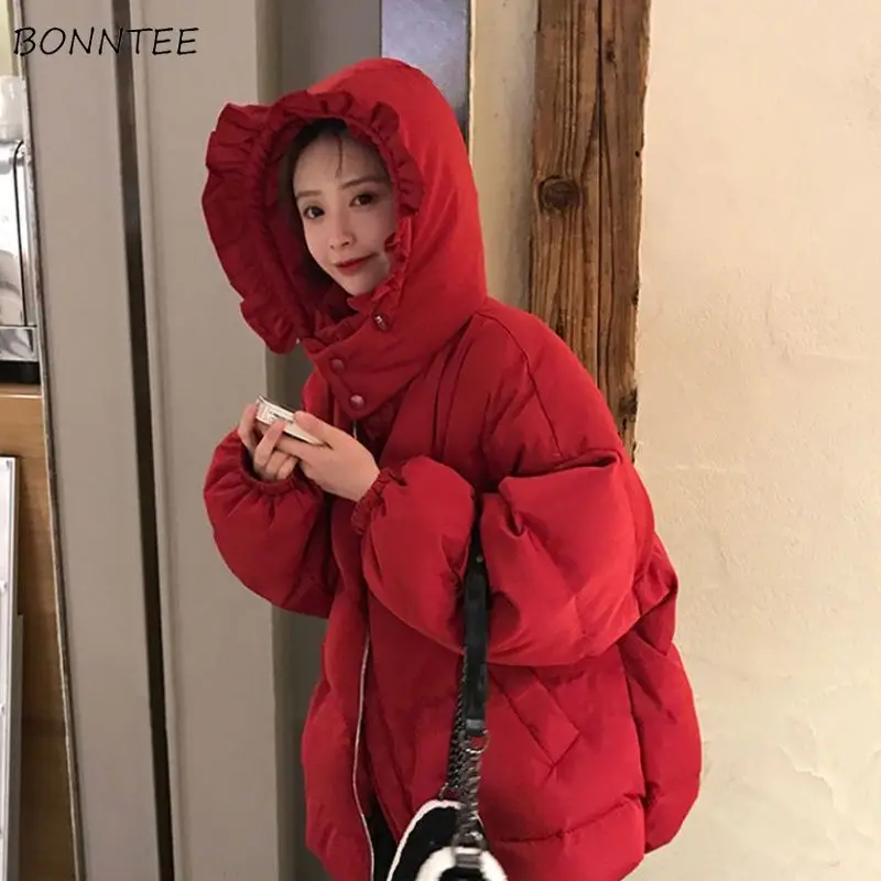 

Parkas Women Sweet Winter Clothes Lady Invierno Mujer Feminino Coat Warm Popular Kawaii Fashion Casual Thicker Wide-waisted Ins