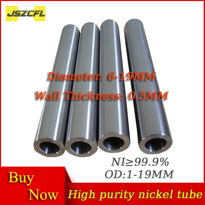 N4 Ni 99.9% High Purity Nickel Tube OD 6mm 8mm 10 11mm 12 14 19mm Hollow Metal Rod Length 100mm Special Materials for Scientific