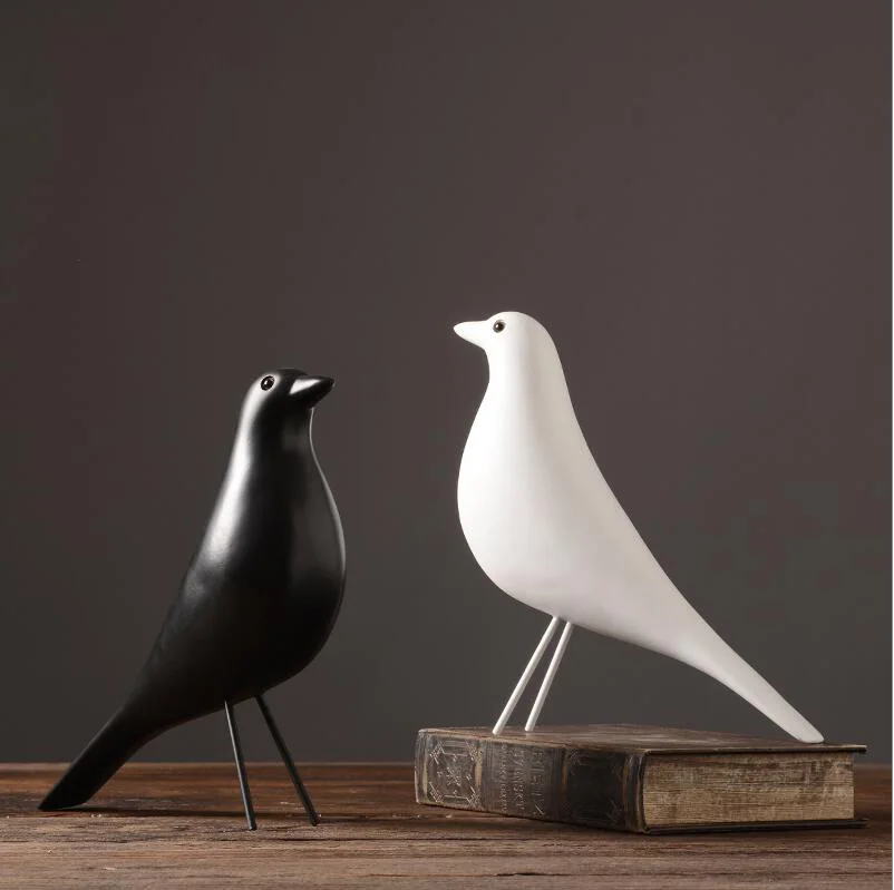 

Modern Cute Resin Birds Statue Accessories Home Livingroom Desktop Figurines Decoration Bookcase Cabinet Store Sculpture Crafts