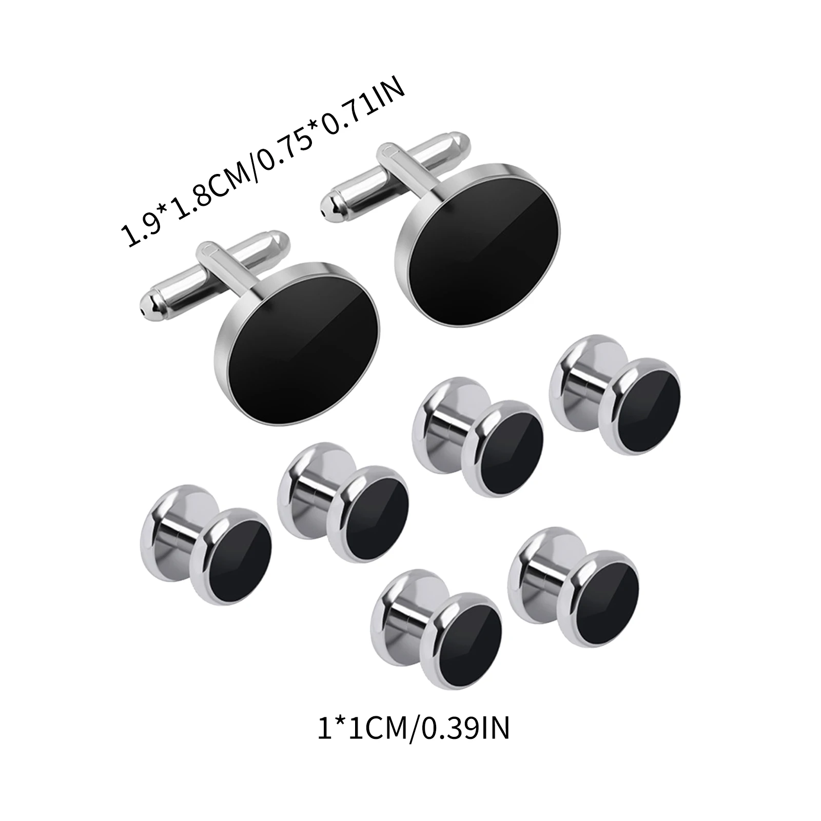 Cufflinks and Studs Set Formal Solid Customed Match Unique Black Cuff Links Kit for Wedding Tuxedo Puit Shirts Men Daddy