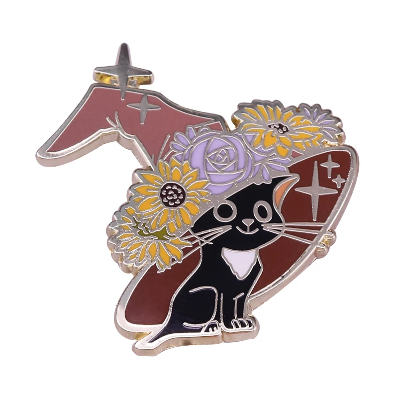 Jackson Wizardry Cat badge Enamel Pin Magical Kitty Brooch  Witchy Hat Sorting Badge cute Animal Accessory