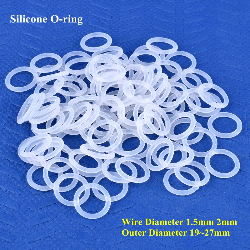 OD 19~27mm Food Grade Silicone O-ring Wire Dia 1.5 / 2mm High Temperature Acid Alkali Resistant Water Pipe Joint Sealing Ring