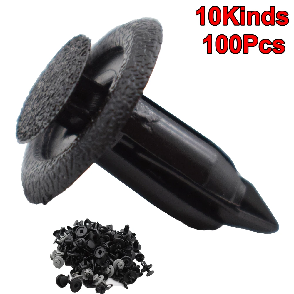 

100PCS Car Clips Auto Fasteners Mixed Plastic Vehicle Bumper Clip Retainer Rivet Door Panel Fender Liner For Honda Mazda Audi