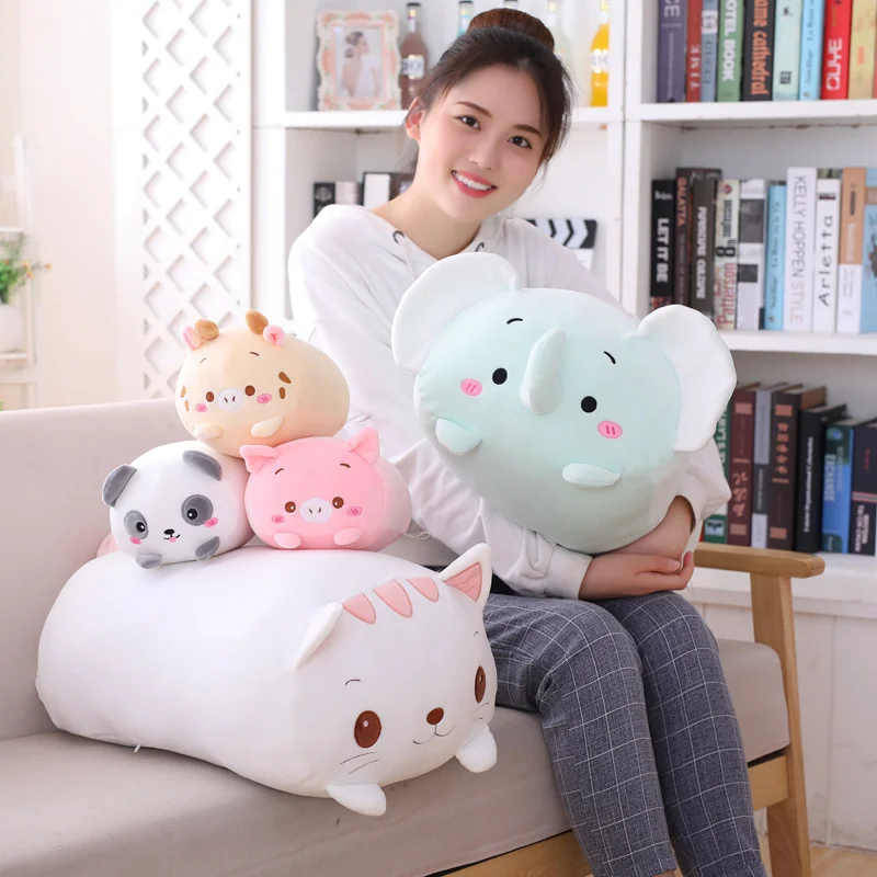 30-90CM Animal Cartoon Pillow Cushion Cute Fat Dog Cat Totoro Penguin Pig Frog Dino Plush Toy Stuffed Lovely kids Birthyday Gift