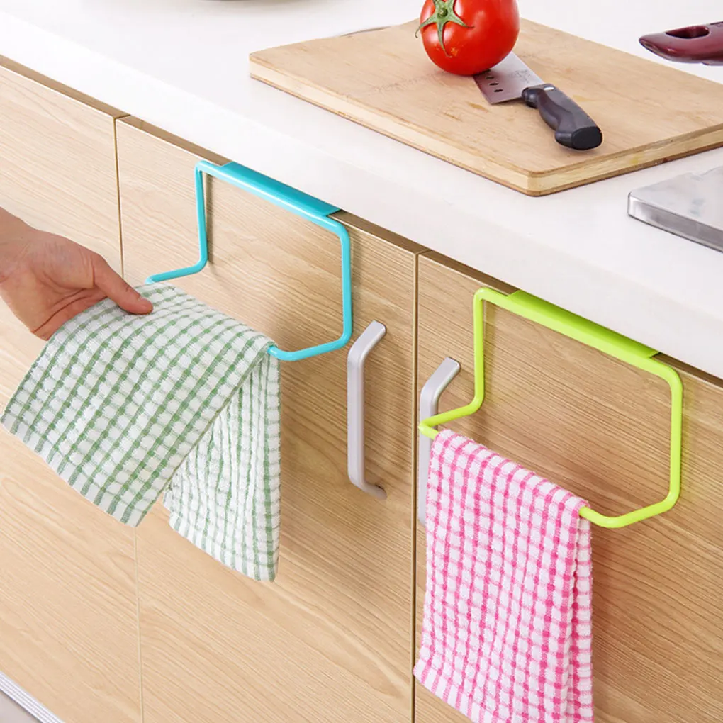 1Pcs Plastic Hanging Holder Towel Rack Multifunction Cupboard Cabinet Door Back Kitchen Accessories Home Storage Organizer