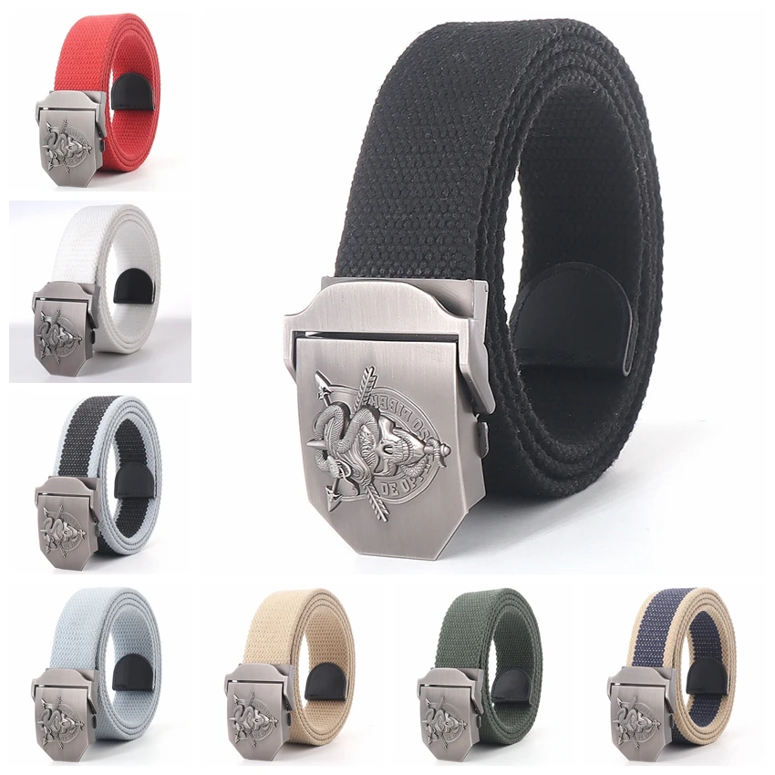 Belt For Jeans Plus Size Automatic Buckle Snake Canvas Cowboy Women Belt Waistband Brown White Black Red Male Waist Skull Belt