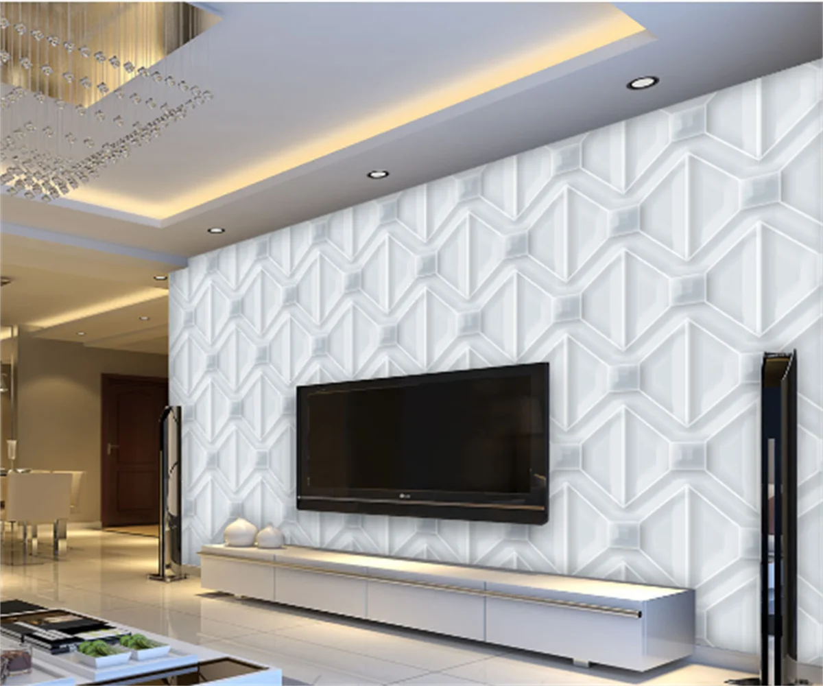 European and American simple three-dimensional art TV background wallpaper lattice decoration custom mural photo photo wallpaper