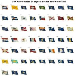 USA All 50 States 51 styles Metal Enamel Pin and Brooches States Flag Lapel Pin Brooch Badge Patriot Collection