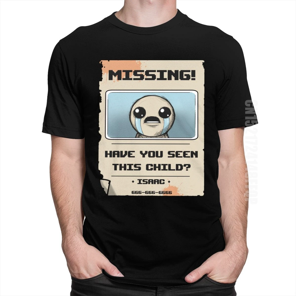 Fashion Missing Vintage The Binding Of Isaac T-Shirt for Men Funny Video Game Tshirt Summer Cotton Tee Shirt Birthday Gift Idea