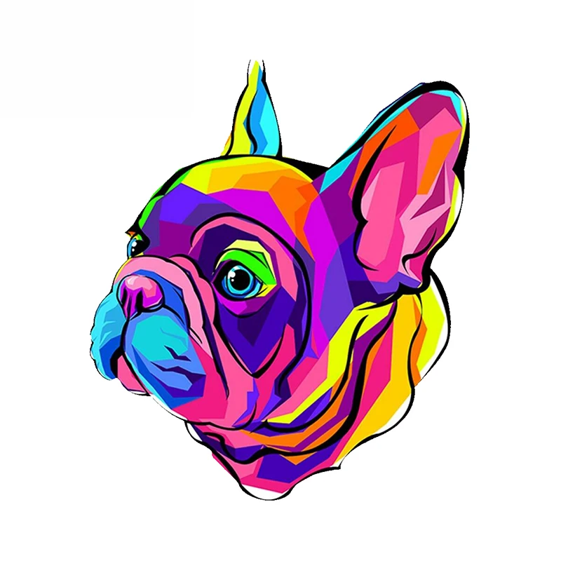 Colorful French Bulldog Car Refrigerators Stickers Vinyl Car Wrap Decal JDM RV Anime Windows Decor 13cm X 11cm