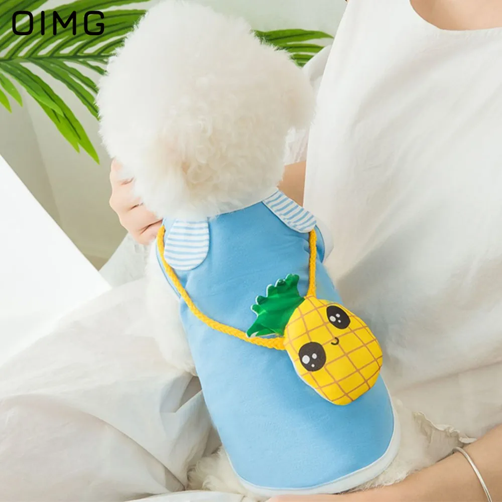 OIMG Cartoon Dog T Shirts for Small Dogs Backpack Dinosaur Cows Cosplay Dog Clothes Summer Chihuahua Spitz Cute Puppy Shirts