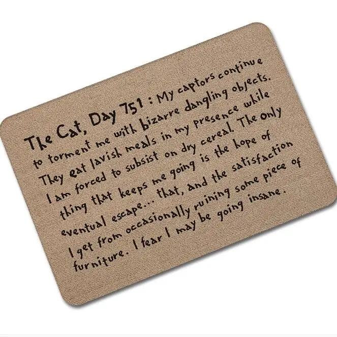 Cat Diary The Cat Day 751 Funny Cat Carpet Humor Cats Bath Kitchen Door Mat Kitten Floor Entry Doormat Rubber Pet Home Decor