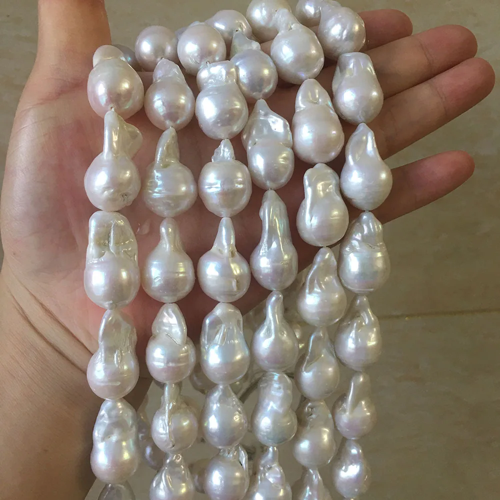 

16 inch,width 13-18 mm baroque pearl beads in strand,100% Nature freshwater loose pearl with big baroque shape, AA have flaw .