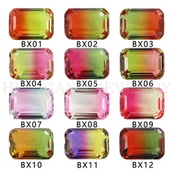 Octangle Shape Watermelon Tourmaline Stone Synthetic Glass Loose Beads Size 4x6mm-13x18mm For Jewelry Making