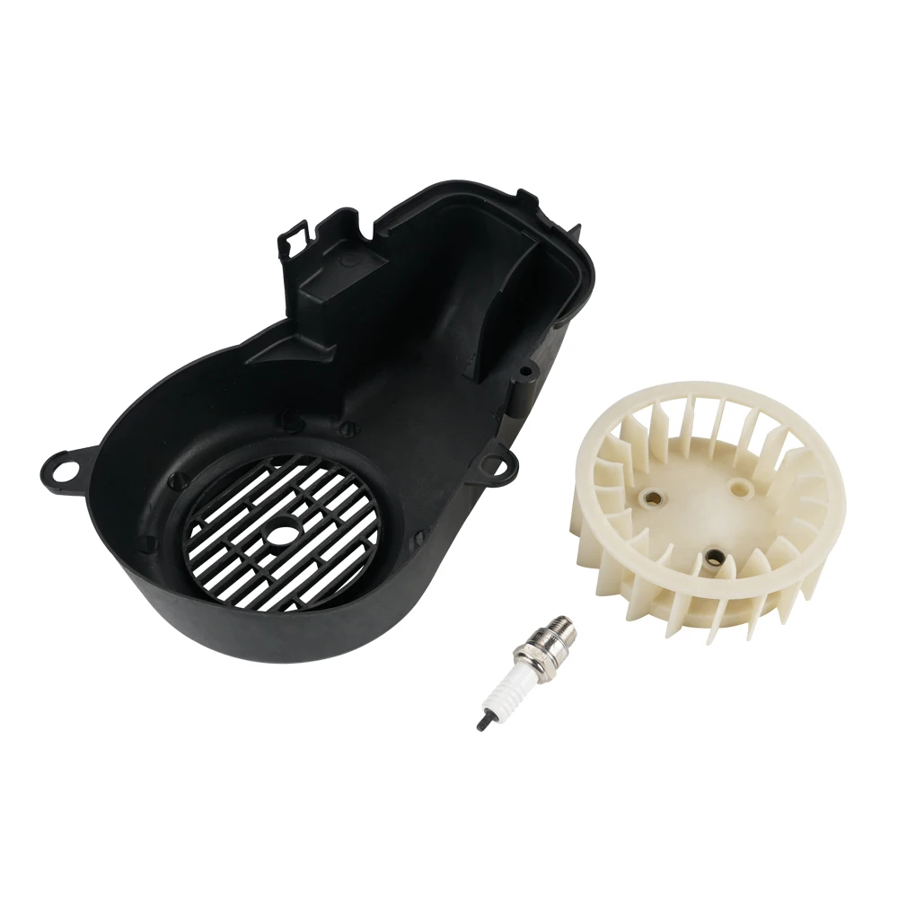 ATV Air Shroud Cooling Fan Assembly with Spark plug for Yamaha Jog90 90cc for Polaris Scrambler 90 Sportsman 90 Predator 90