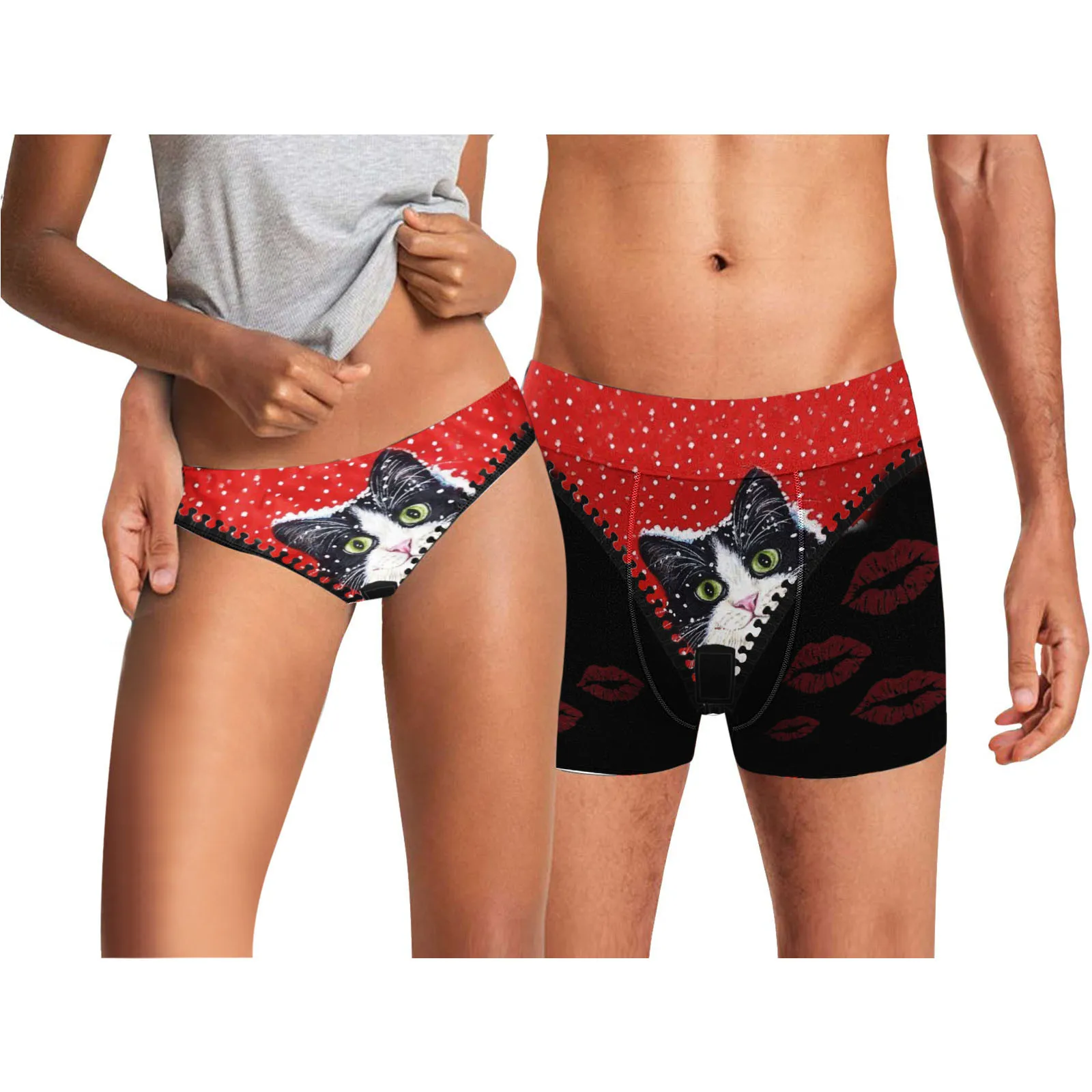 Couple Panties Set Cotton Underwear Men Boxer Shorts Women\'s Underpants Printed Underwear Lovers Underwear Cozy Lingerie Panty