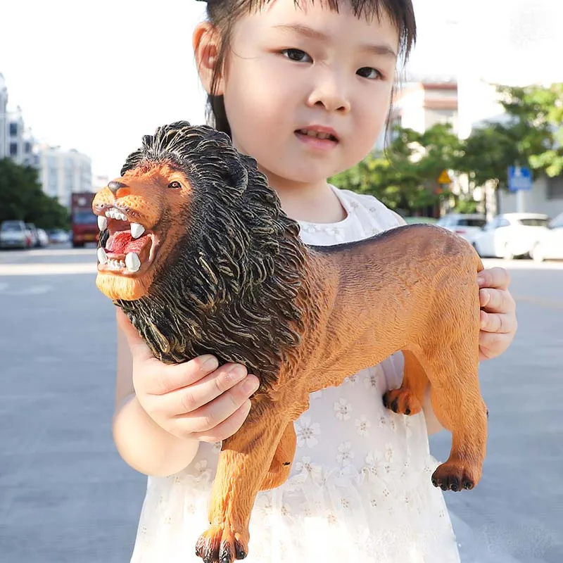 Large Simulation Animal World Model Toy Wild Animal Tiger Lion Giraffe Elephant Hippo Zebra Panda Brown Bear Cheetah Figure Toys