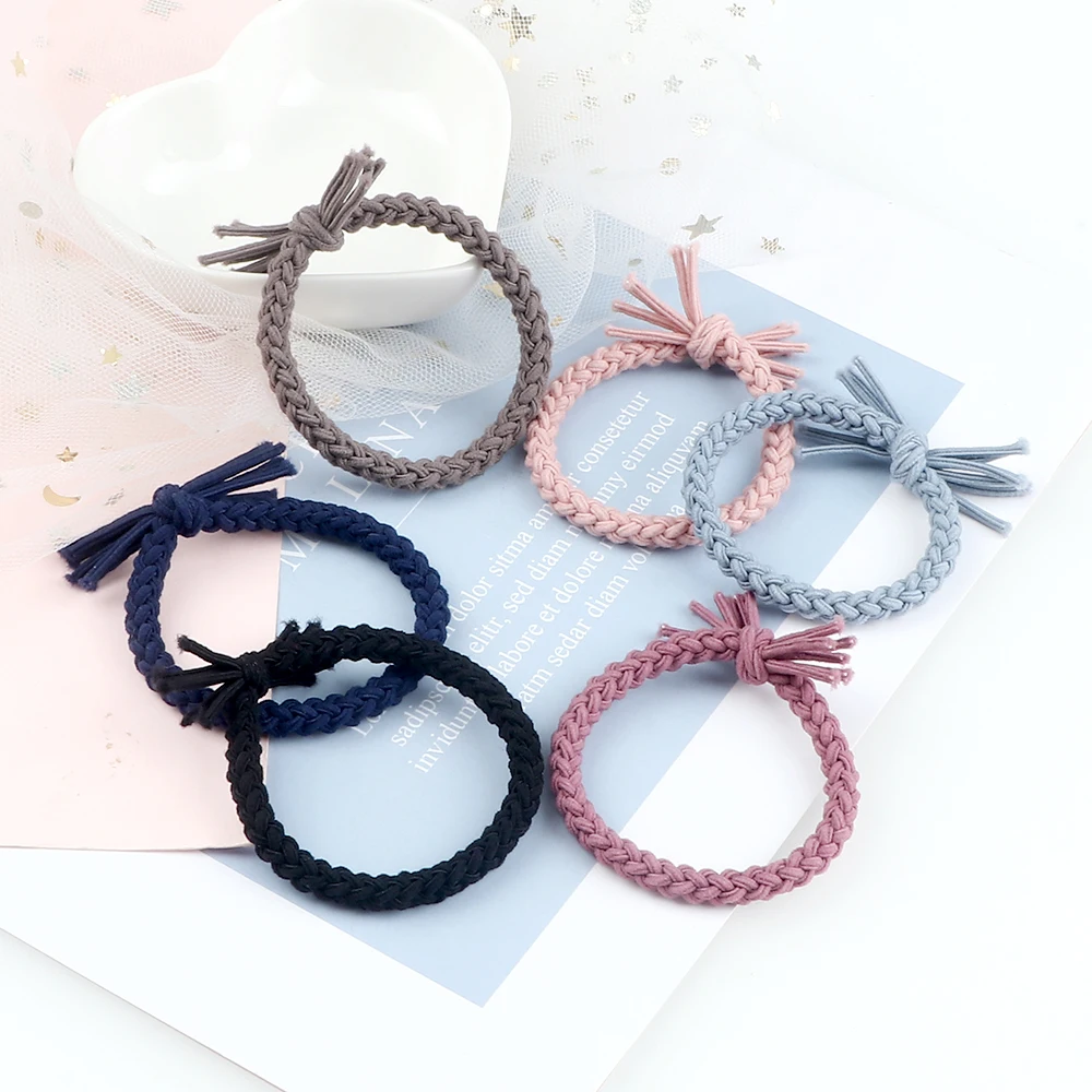 6pcs/pack Cute Braid Twist Elastic Hair Band for Women Girls Ponytail Holder Bow Scrunchie Hair Ties Rubber Headband Accessories