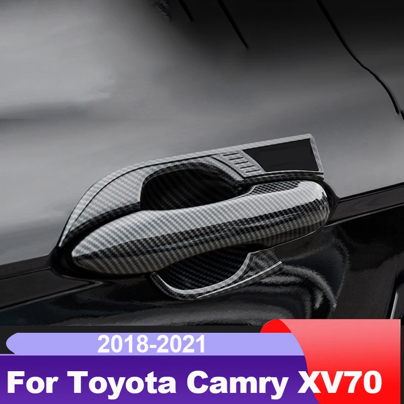 Carbon fiber Car Door Bowl Handle Trims for toyota camry 2018 2019 2020 2021 v70 xv70 trd accessories sport edition