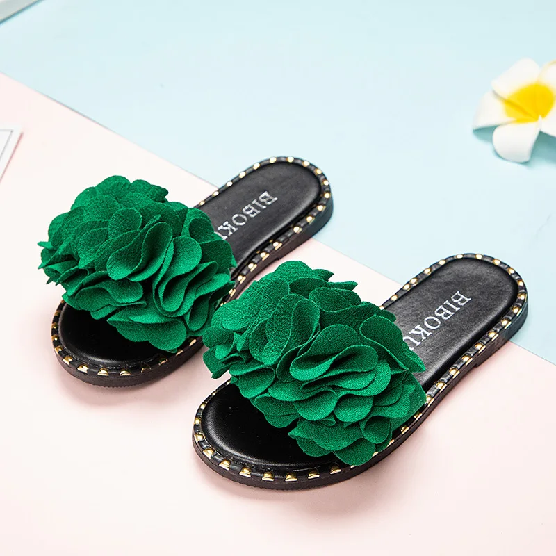 Família combinando chinelos para meninas do sexo feminino mãe e filha slides de verão arco-nó floral princesa doce crianças chinelos 26-39