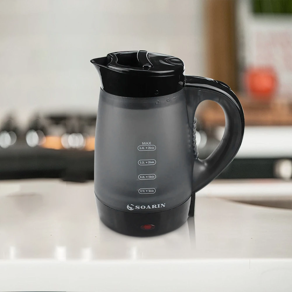0.4l mini chaleira elétrica bule pp plástico portátil viagem 600 w pequena potência dormitório estudante chaleira elétrica