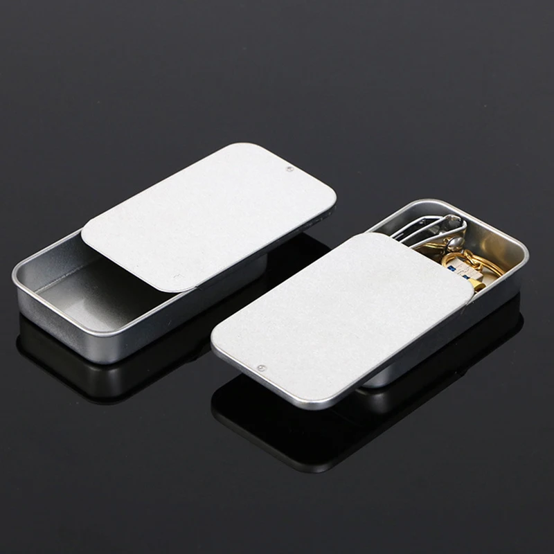 Small Metal Tinplate Jewelry Box Slide Jewelry Earring Neckacle Rings Candy Coin Key Organizer Christmas Gift Packaging Case