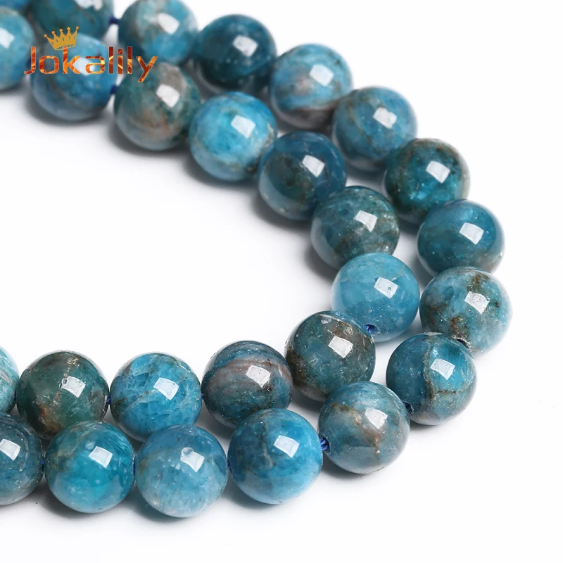A+ Natural Blue Apatite Stone Round Beads For Jewelry Making Loose Spacer Beads DIY Bracelets Necklace Accessories 4 6 8 10 12mm