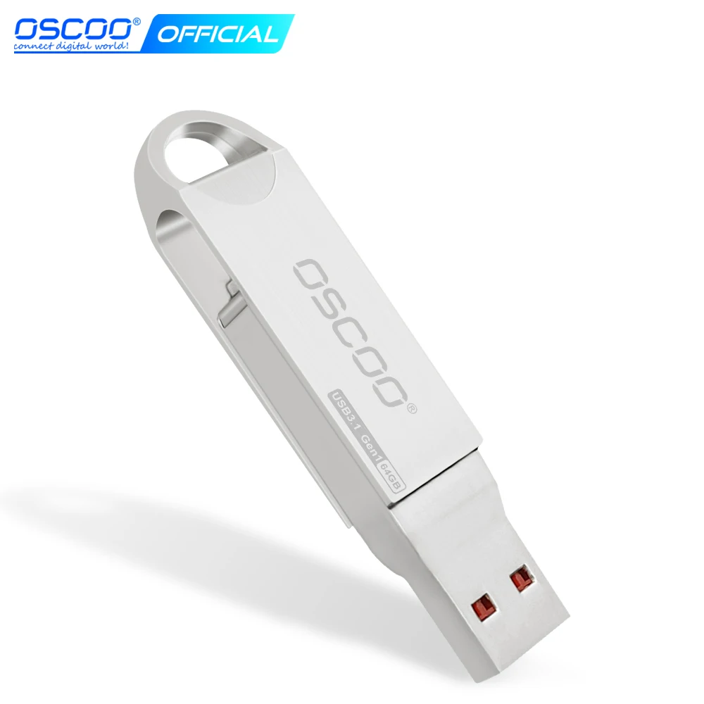 OSCOO Metal USB Flash Drive USB3.0 64GB 32GB Flash Memory Stick Pen drive USB Stick Waterproof Metal Memoria Cel USsb