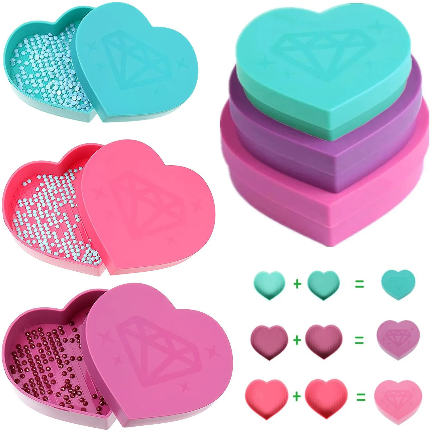 5D Diamond Painting Tool Heart-Shaped Drill Diamond Tray Box Diamond Embroidery Accessories Large Capacity Tray Drill Plate Tray