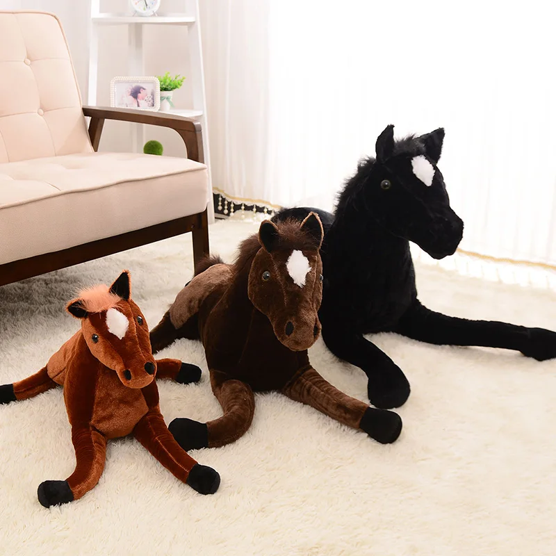 70*40cm Giant Stuffed Simulation Animal Horse Plush Toy Prone Horse Doll Kids Children Birthday Xmas Gift Home Decoration