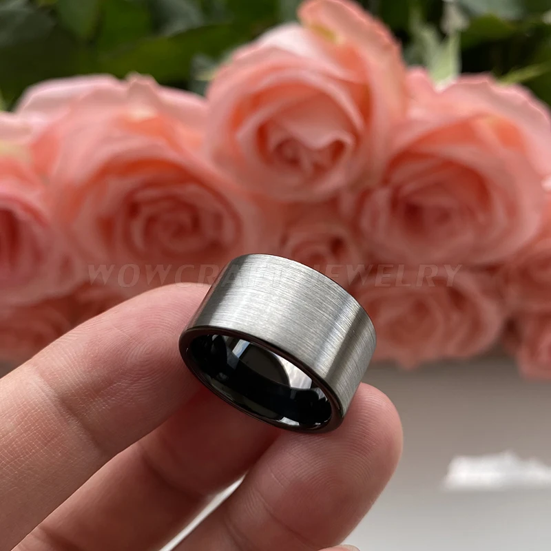 12mm Tungsten Carbide Rings Wedding Band for Men Dropshipping Wholesale Brushed Finish I Love You Engraved Comfort Fit