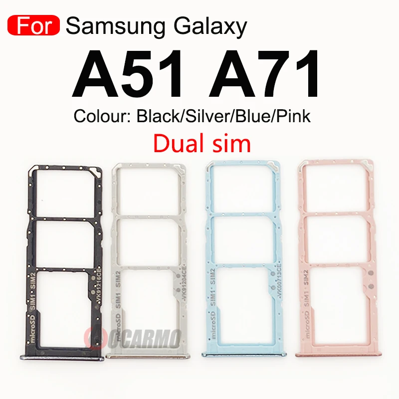 Aocarmo Dual & Single Sim Card Tray Slot For Samsung Galaxy A51 A515F A71 A7150 A715F New SIM Micro SD Card Holder Replacement