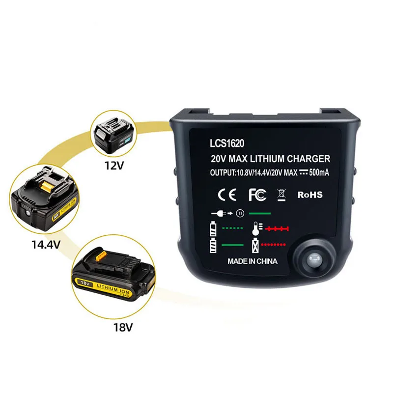 Imagem -04 - Carregador de Bateria de Lítio para Black & Decker 10.8v 14.4v 18v 20v Serise Lbxr20 Broca Elétrica Chave de Fenda Acessório da Bateria Lcs1620